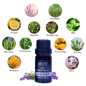 10ML Floral Fruity Essential Oil for Diffuser Aromatherapy Oil Mint Lemon Lavender Cinnamon Tea Tree Aroma Oil Help Sleep TSLM1