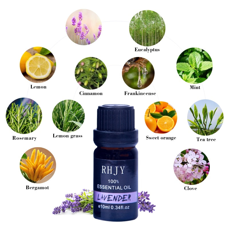 10ML Floral Fruity Essential Oil for Diffuser Aromatherapy Oil Mint Lemon Lavender Cinnamon Tea Tree Aroma Oil Help Sleep TSLM1